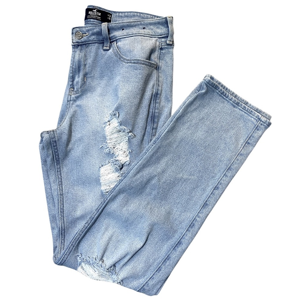 Hollister light Wash Low Rise Boyfriend Vintage Stretch Ripped Jeans 7R 28x26
